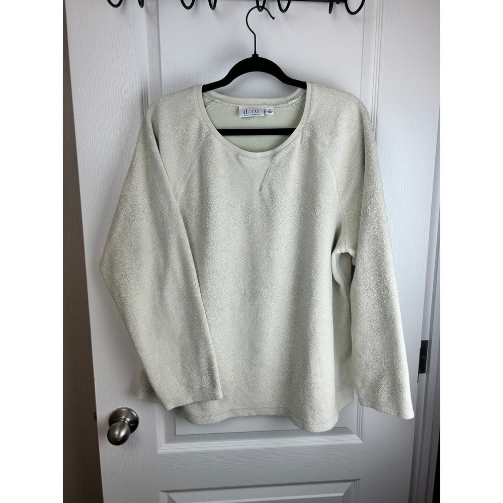 Denim & Co. Womens‎ XL Cream French Terry Raglan Sweatshirt A58076 Crew Neck Top